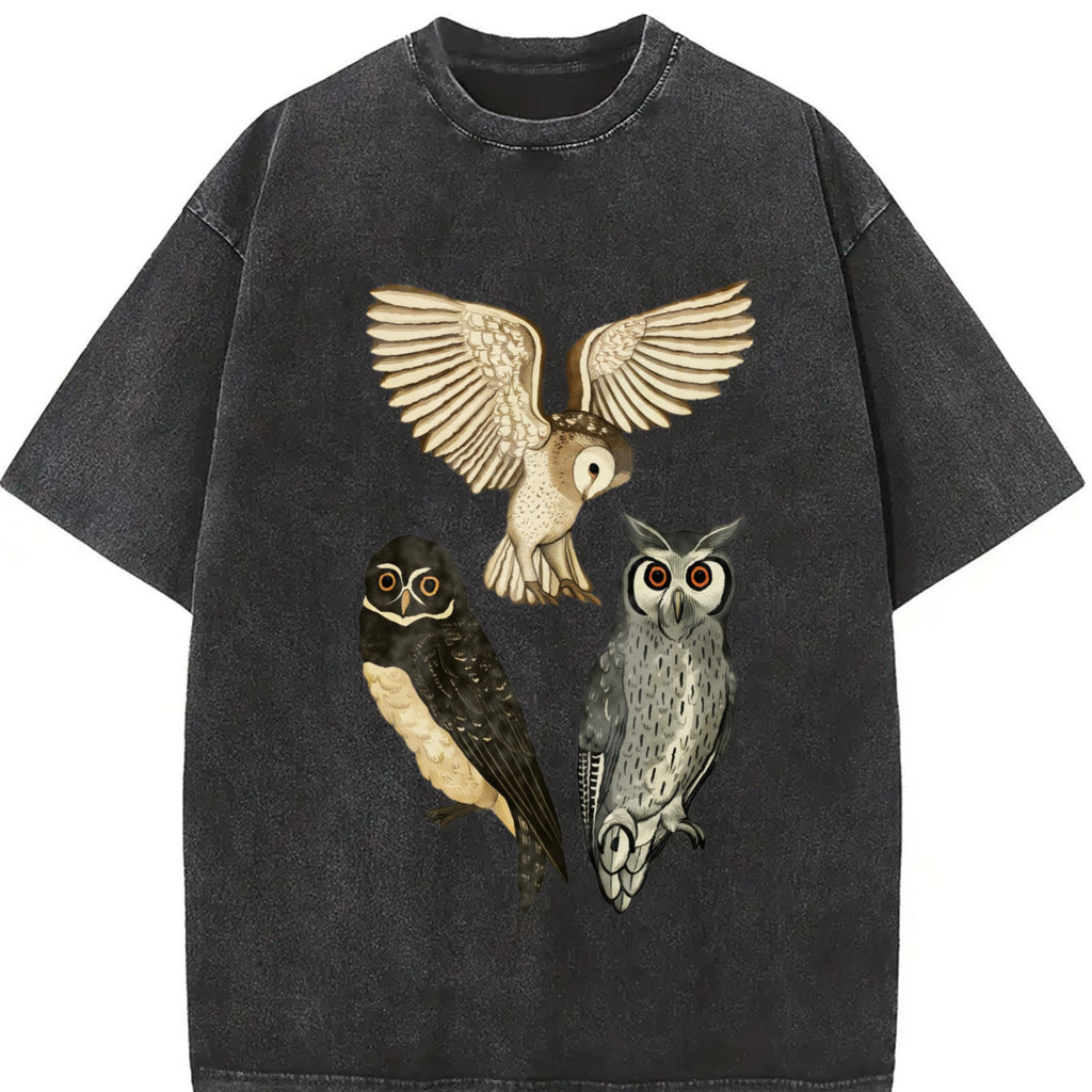 A Of Three Owls Flying Vintage Washed T-Shirt product image 2