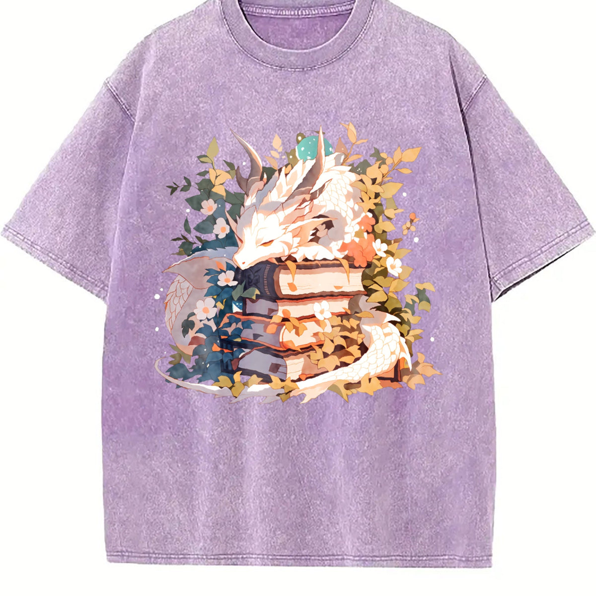 Animal Series Summer : White Dragon Lying On Books Vintage product image 6