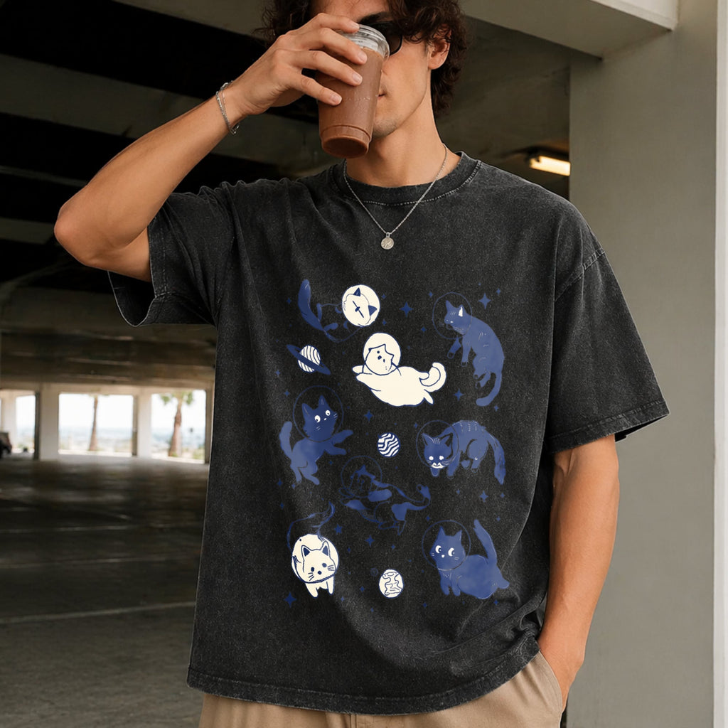 Cats In Space - - Cat Lover - Funny Kitty - Vintage Washed product image 2