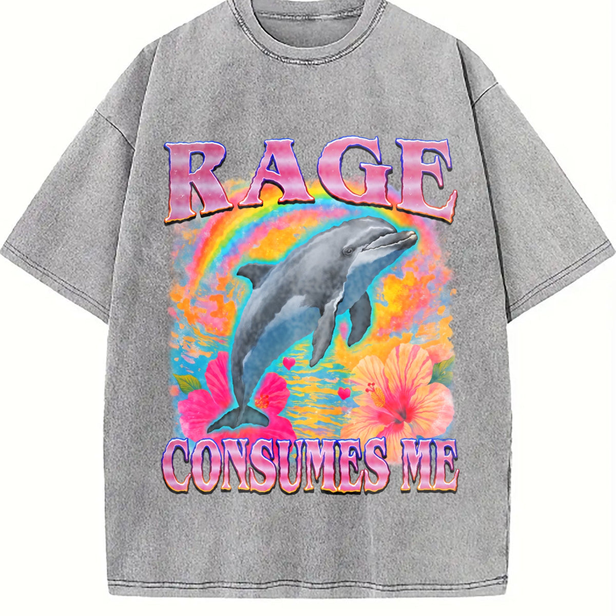 Rage Consumes Me Dolphin Vintage Washed T-Shirt product image 5