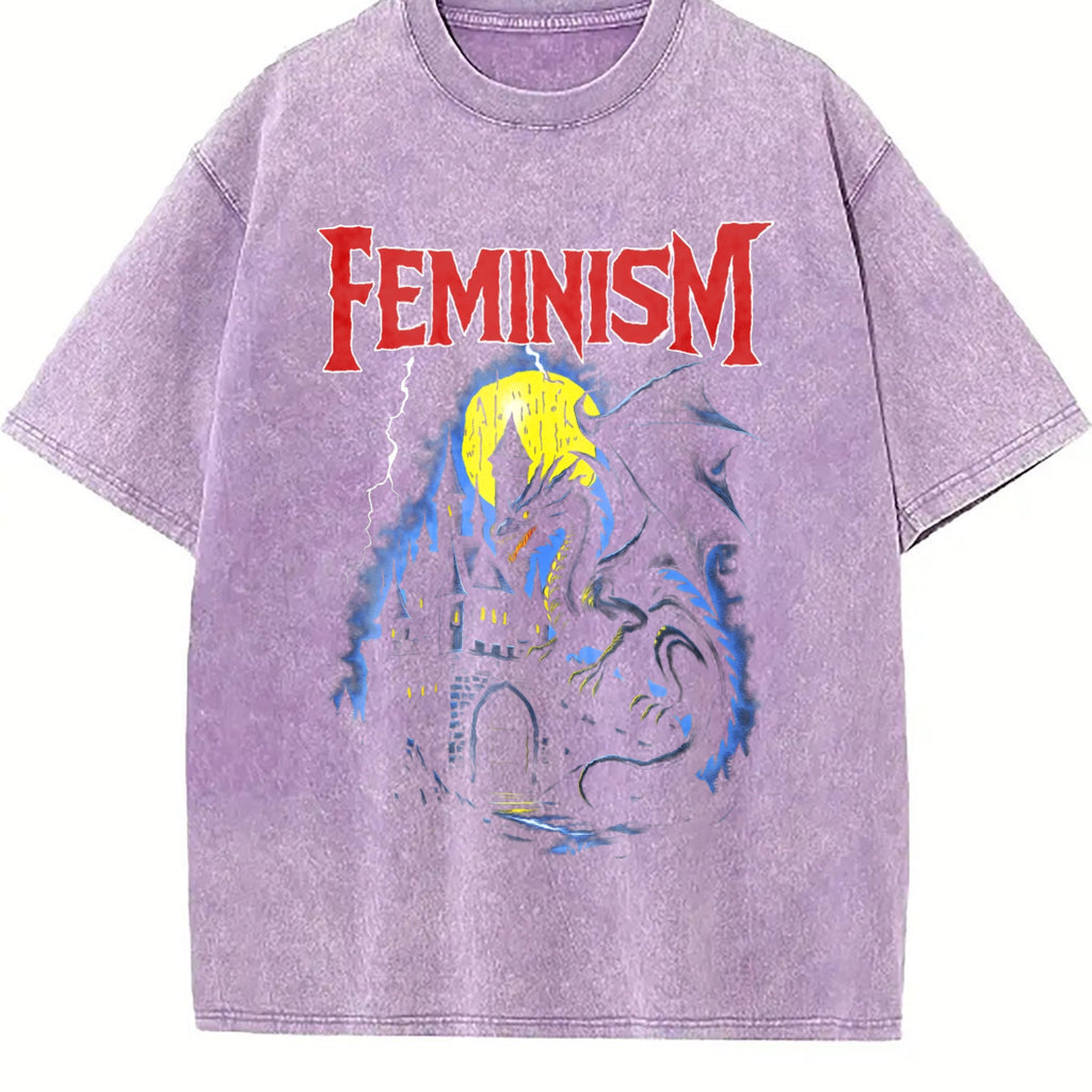 Feminism Dragon Fantasy Vintage Washed T-Shirt product image 6