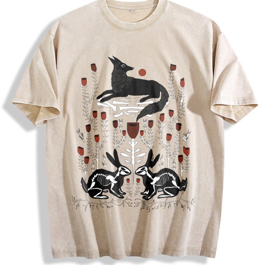 Summer Fantasy Mysterious Floral Fox Skull Rabbit Vintage product image 1