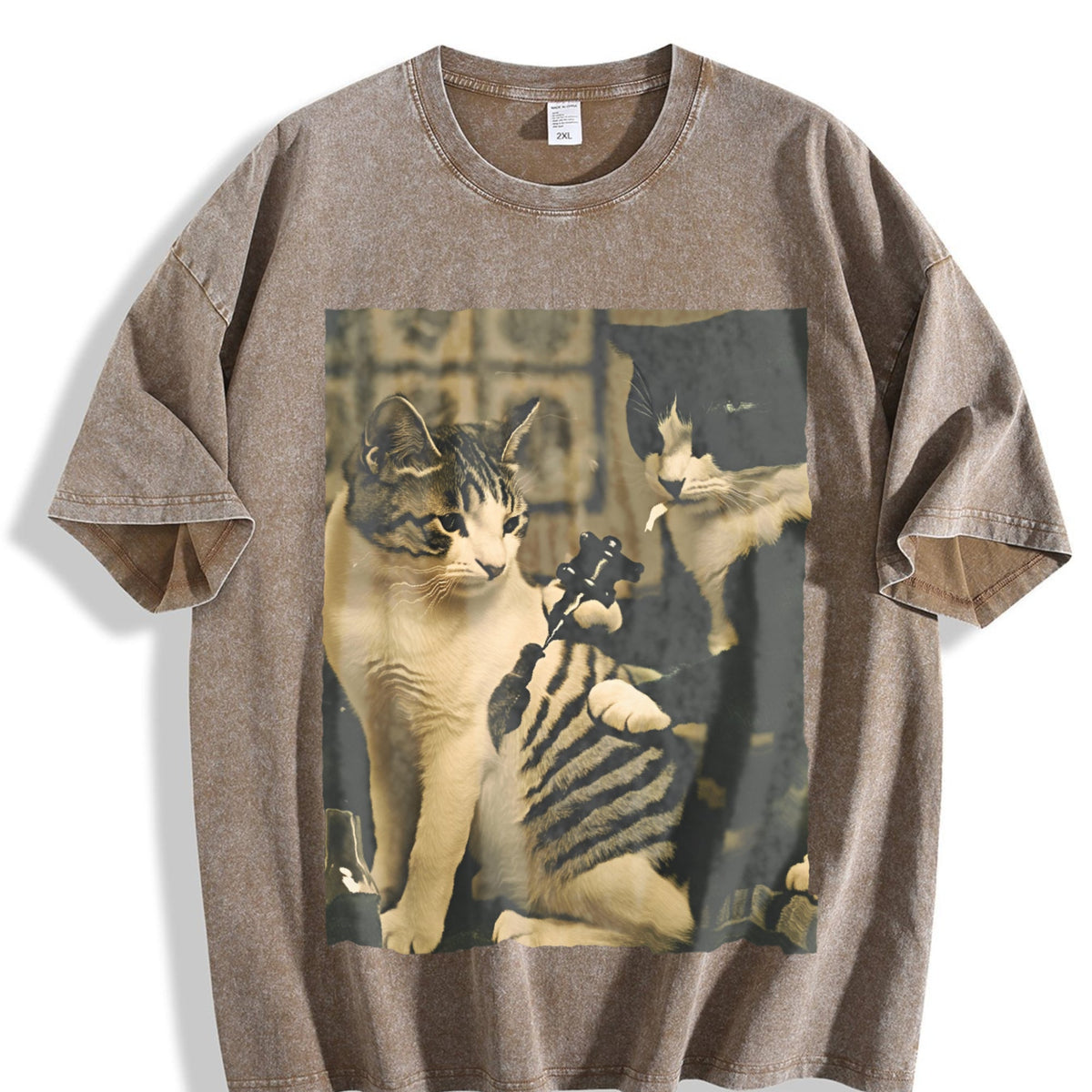 Cat Tattoo Artist at Work Vintage Washed T-Shirt product image 3