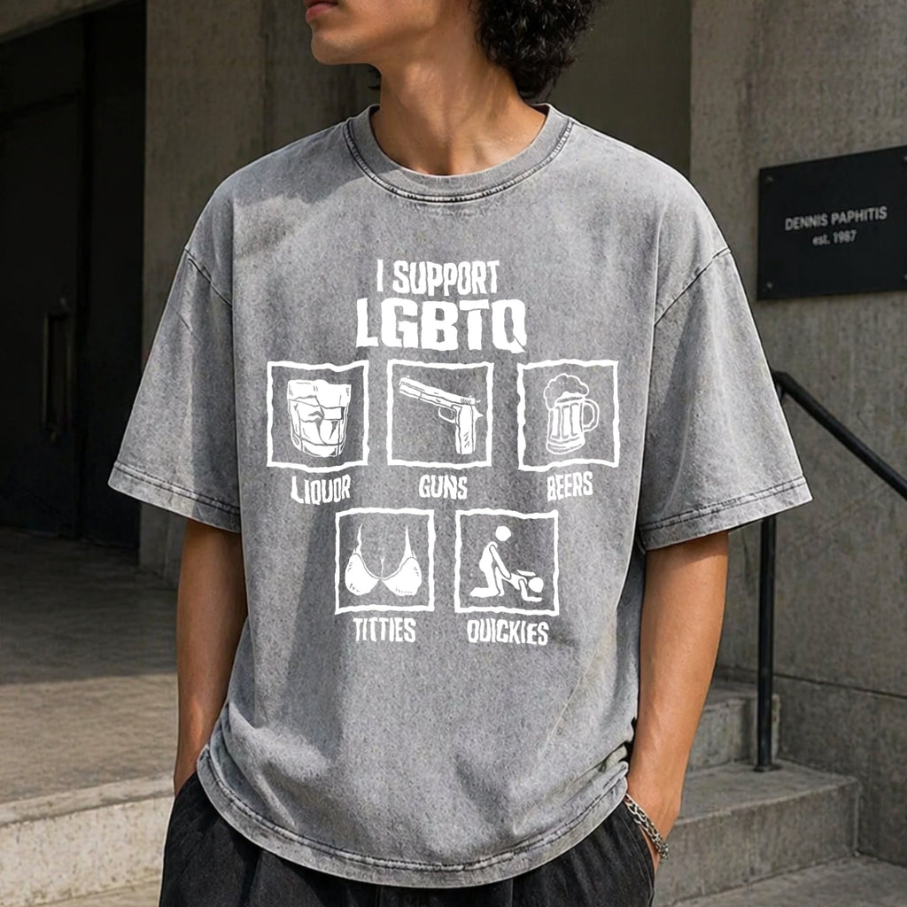 I Support Lgbtq Vintage Washed T-Shirt product image 5