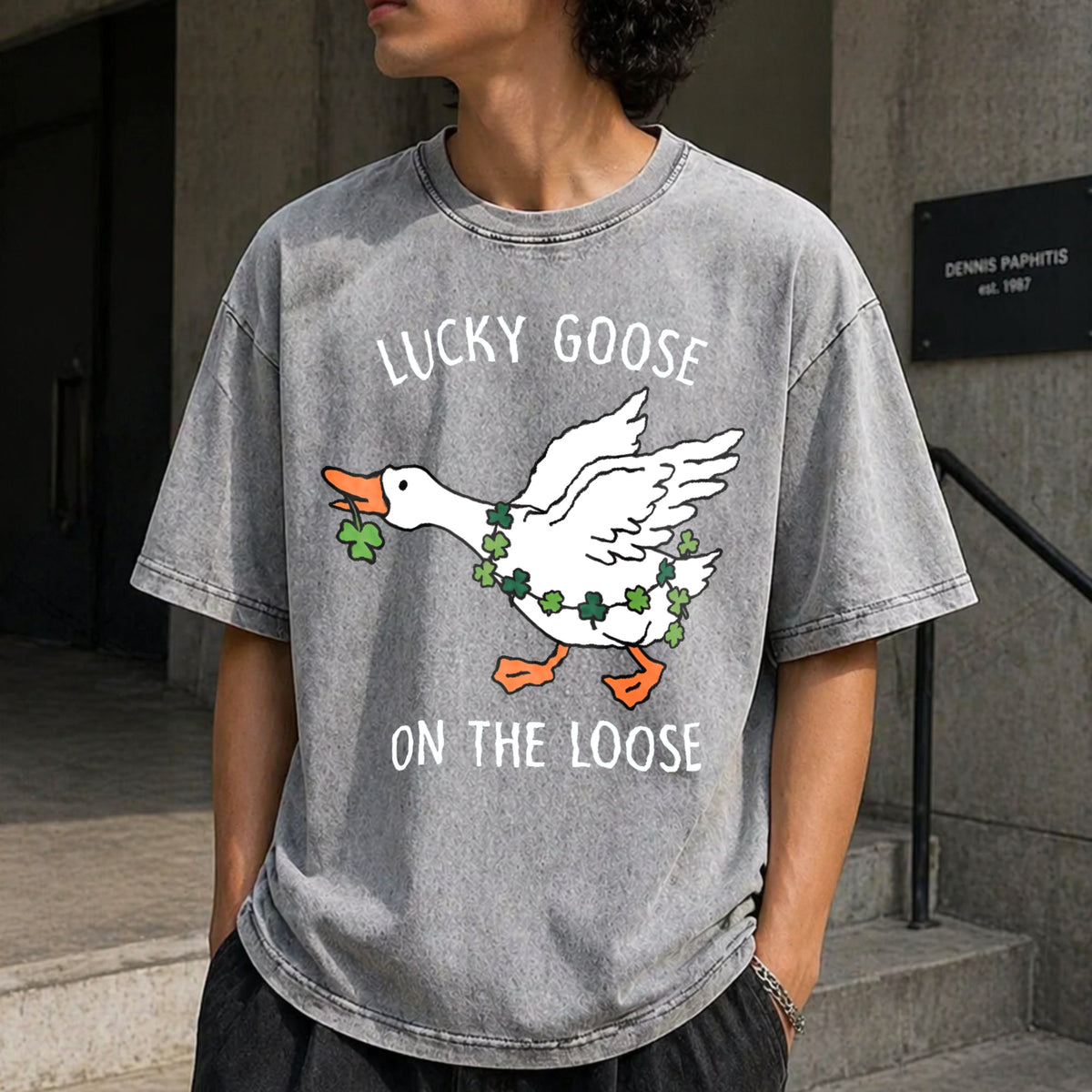 Funny St Patricks Day Goose Vintage Washed T-Shirt product image 5
