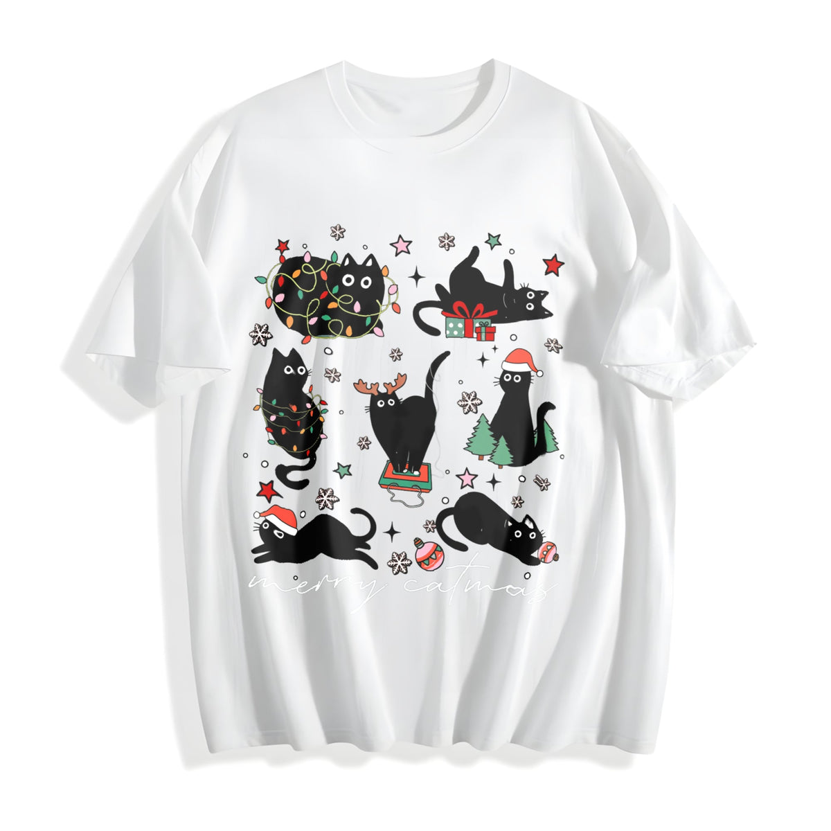 Merry Catmas Cotton T-Shirt product image 2
