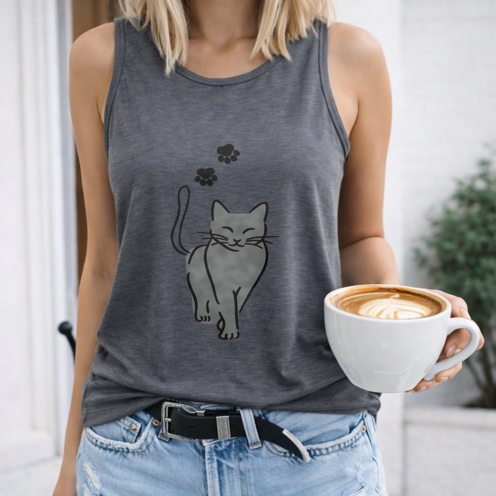 Racer - Cartoon Kitten & Cat Paw Women's Tank Top