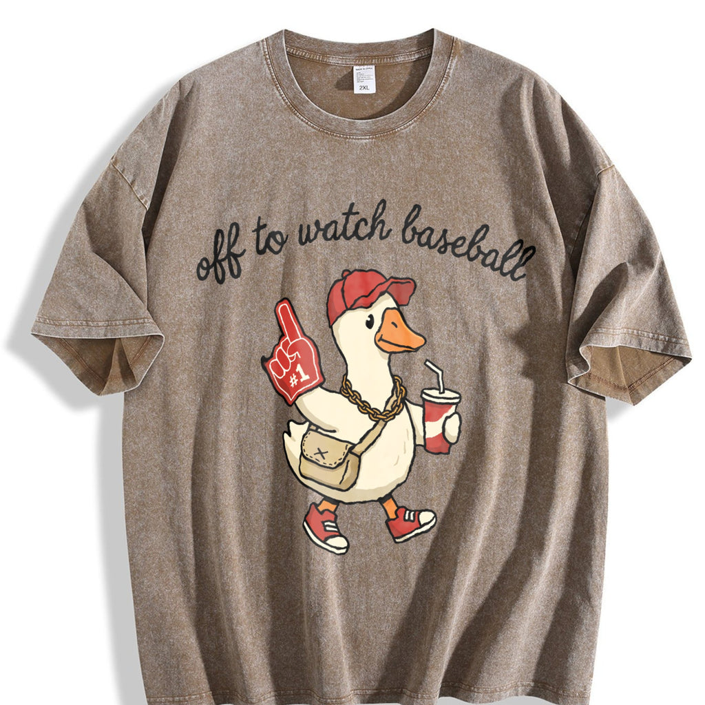 Off To Watch Baseball Goose Vintage Washed T-Shirt product image 3