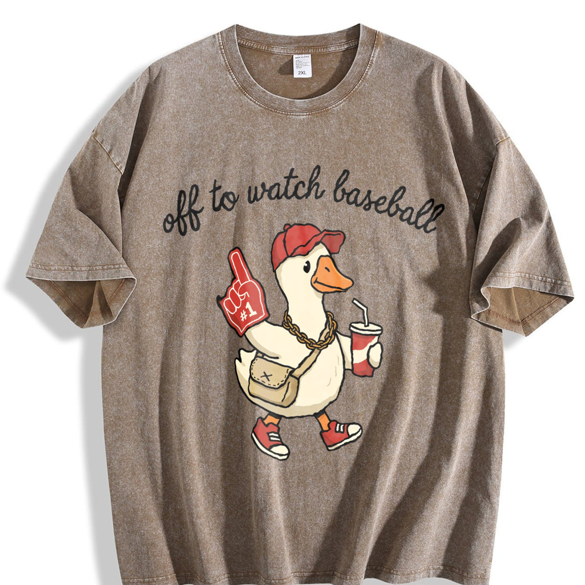 Off To Watch Baseball Goose Vintage Washed T-Shirt product image 3