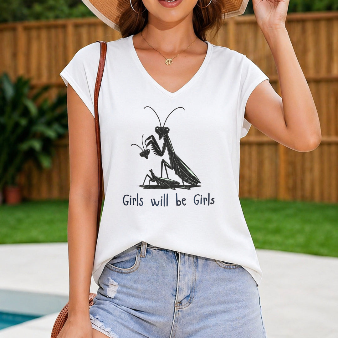 A Cute Praying Mantis Women's V-Neck Tank Top