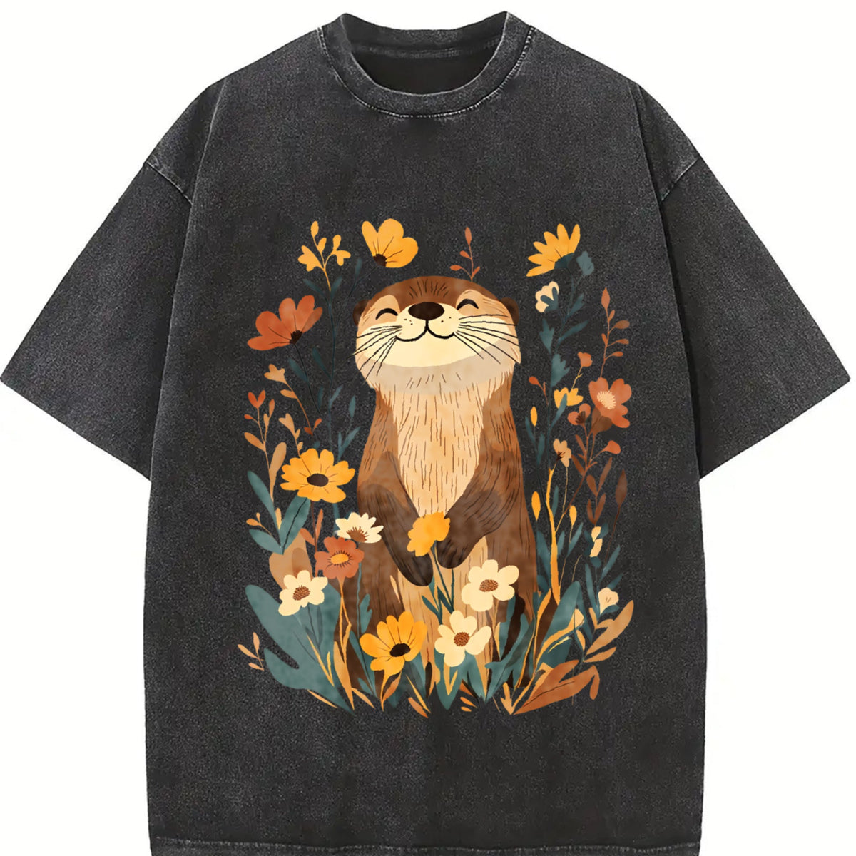 Botanical Otter & Plants Vintage Washed T-Shirt product image 2