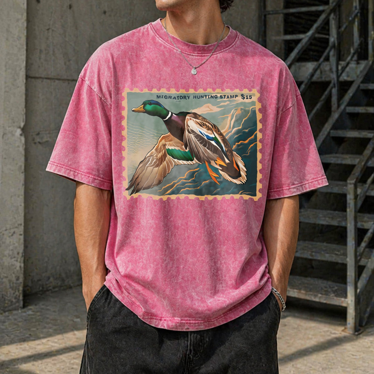 Waterfowl Stamp Art Vintage Washed T-Shirt product image 7