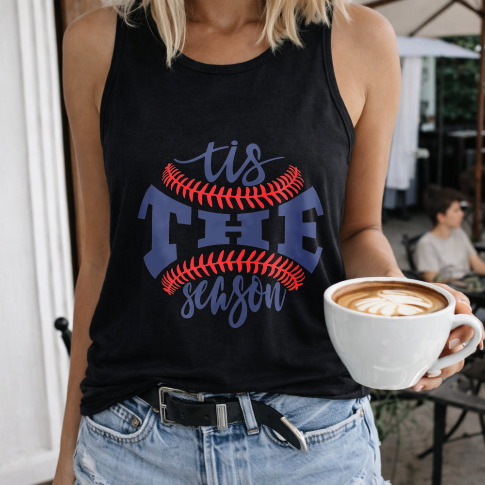 Tis The Season Letters & Baseball Women's Tank Top