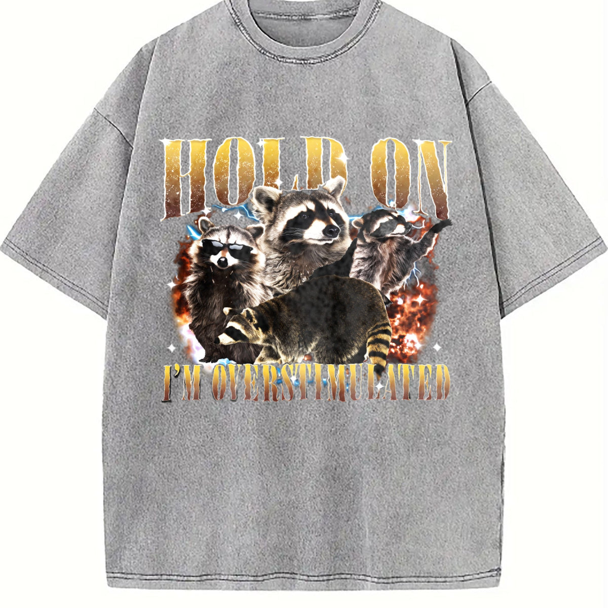 Hold On I Am Overstimulated Vintage Washed T-Shirt product image 5