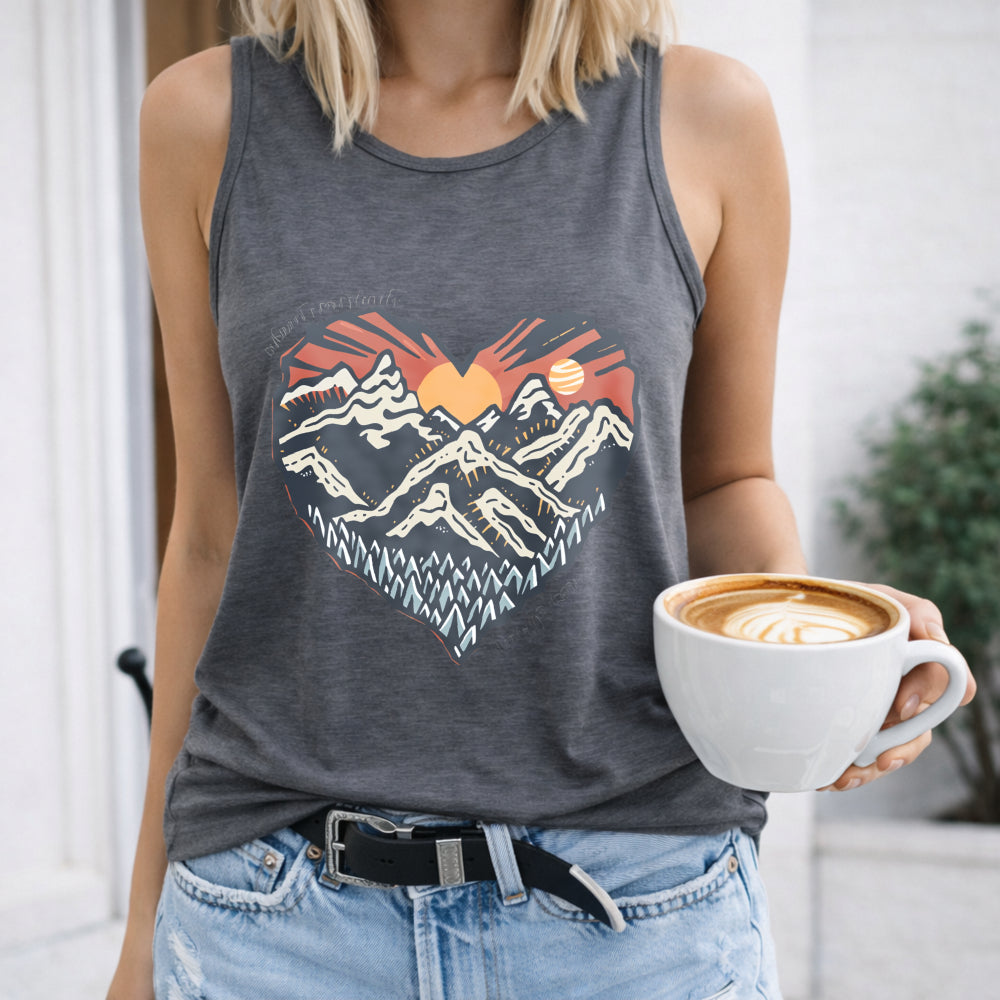 Mountain Sunset Heart Women's Tank Top