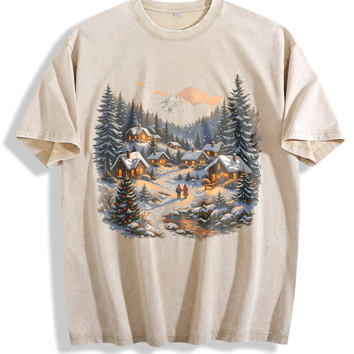 Christmas Winter Village Vintage Washed T-Shirt product image 1