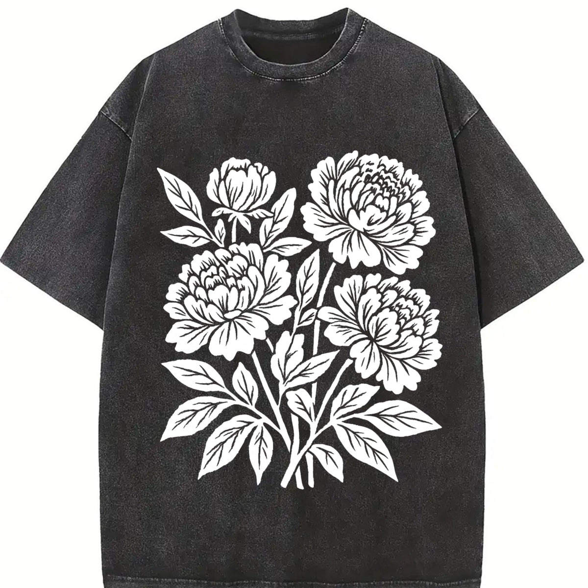 Linocut Flower Vintage Washed T-Shirt product image 2