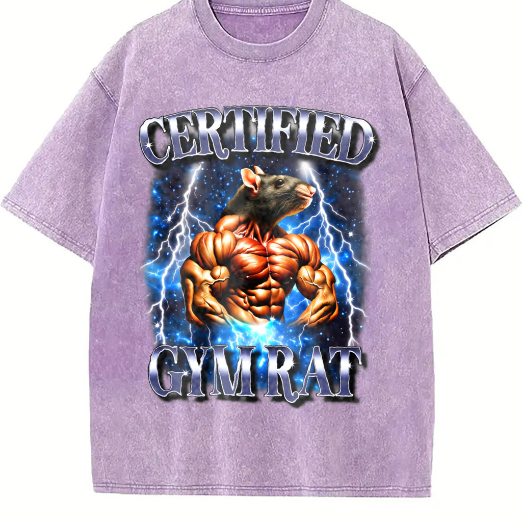 Certified Gym Rat Funny 90s Vintage Washed T-Shirt product image 6