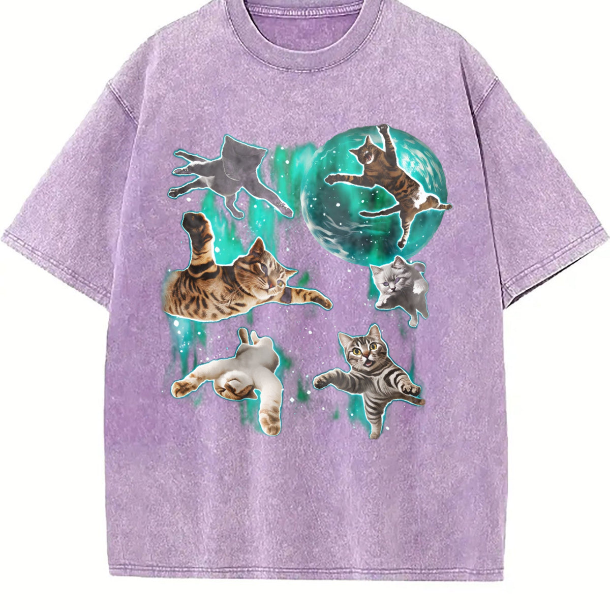 Cats Flying In Galaxy 90s Vintage Washed T-Shirt product image 6