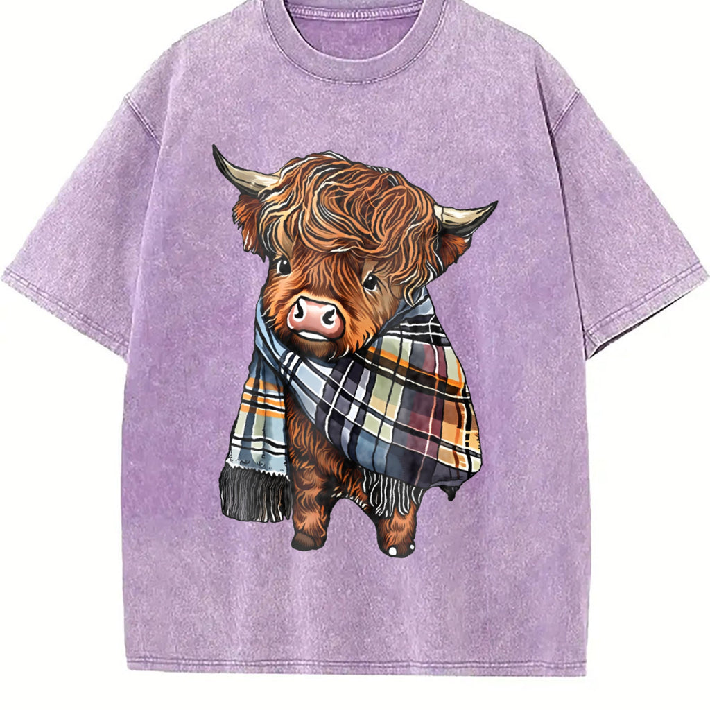 Scottish Highland Cow Plaid - Cozy Cattle Vintage Washed product image 6