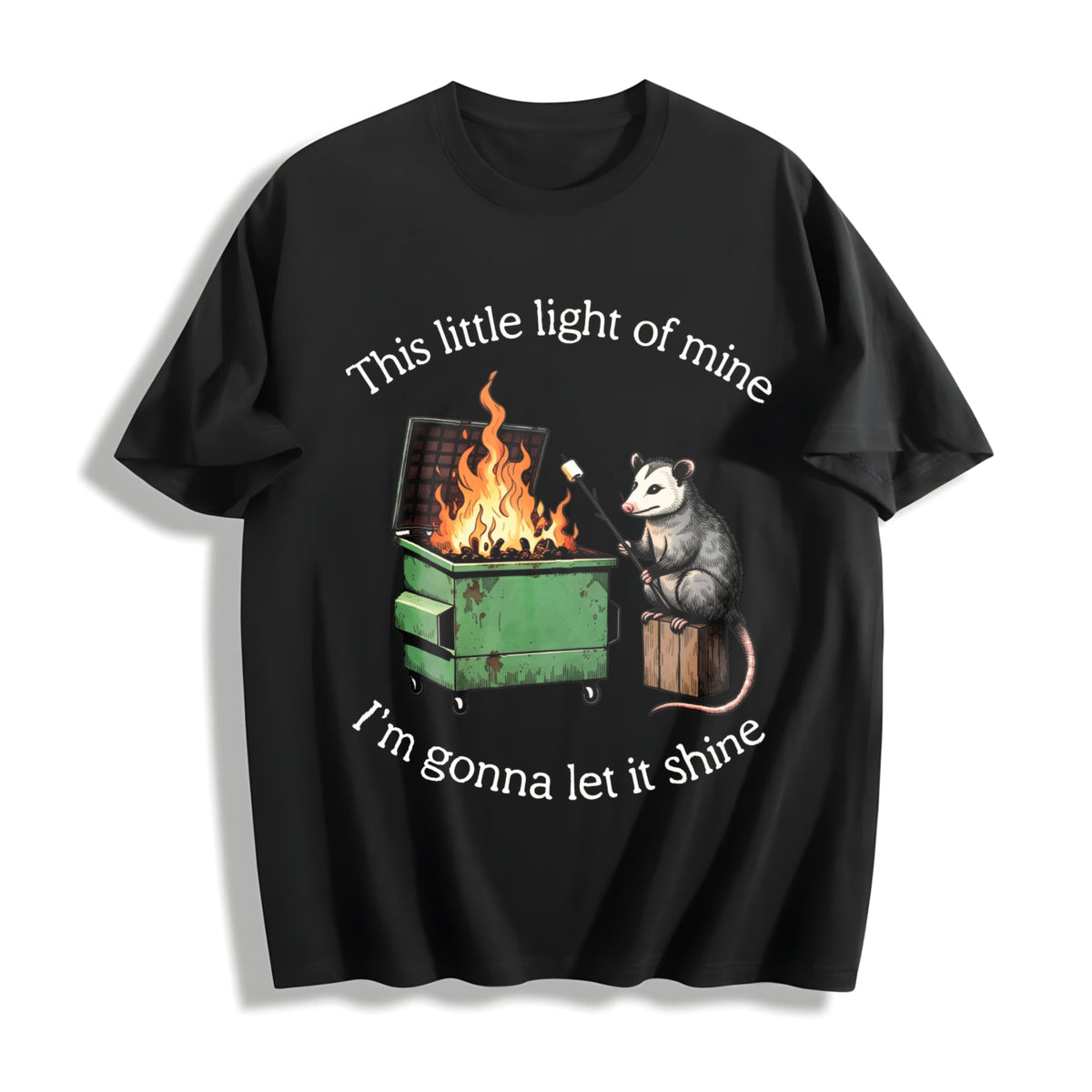 Funny Parody : Dumpster Fire Possum Cotton T-Shirt product image 1