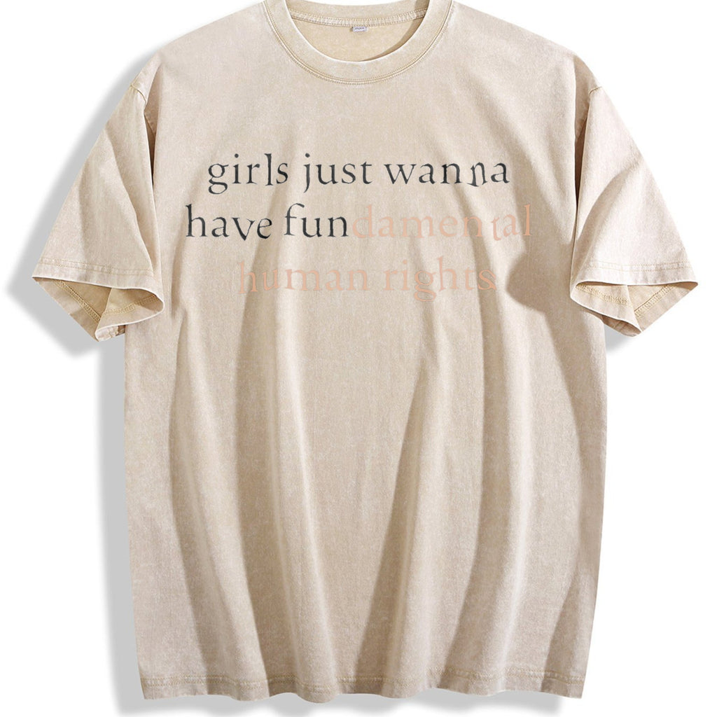 Girls Just Wanna Have Human Rights Feminist Vintage Washed product image 1