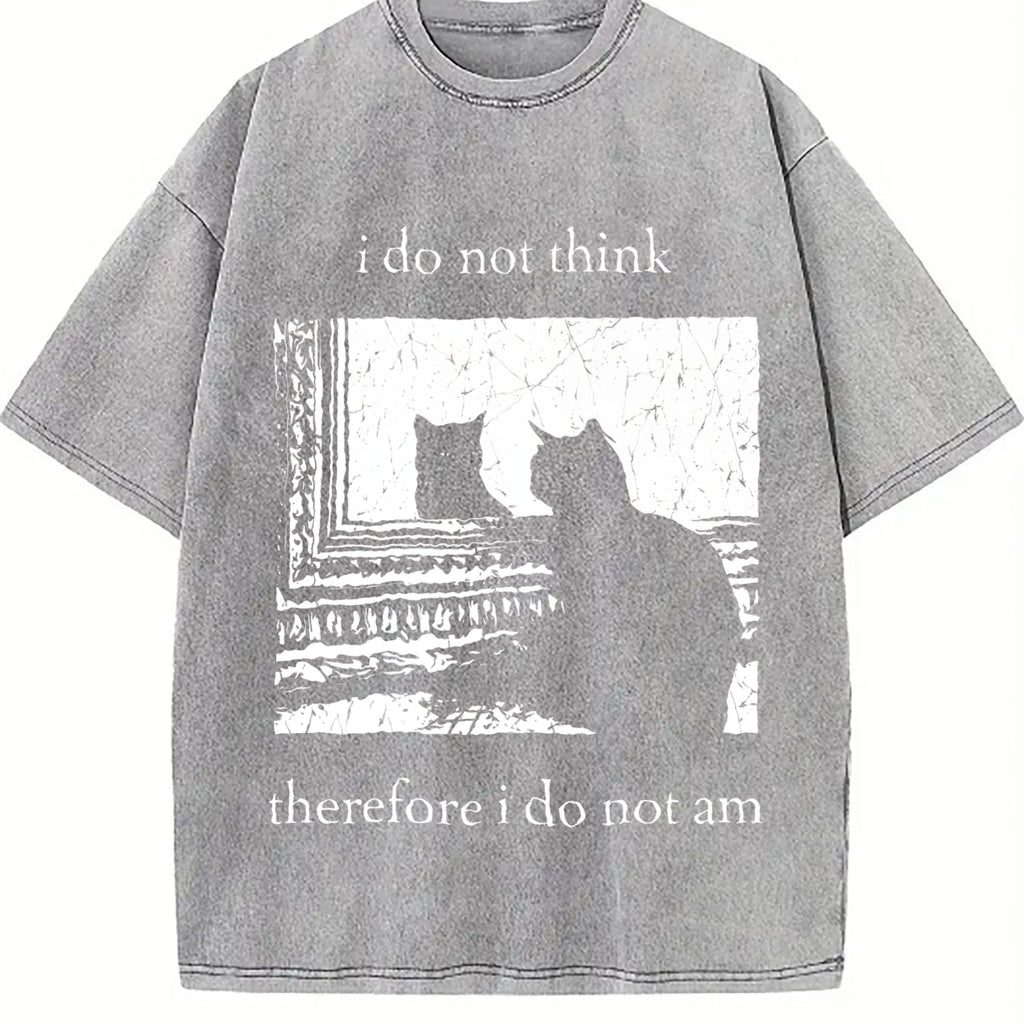Dark Gray - Philosophical Quote & Black Cat Vintage Washed product image 4