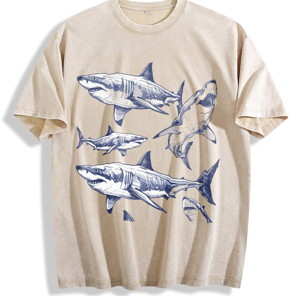 Shark 90s Tattoo Vintage Washed T-Shirt product image 1