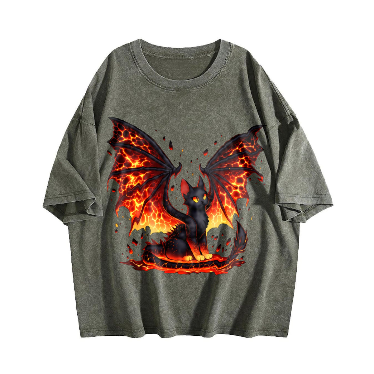 Black Cat & Wing Vintage Washed T-Shirt product image 4