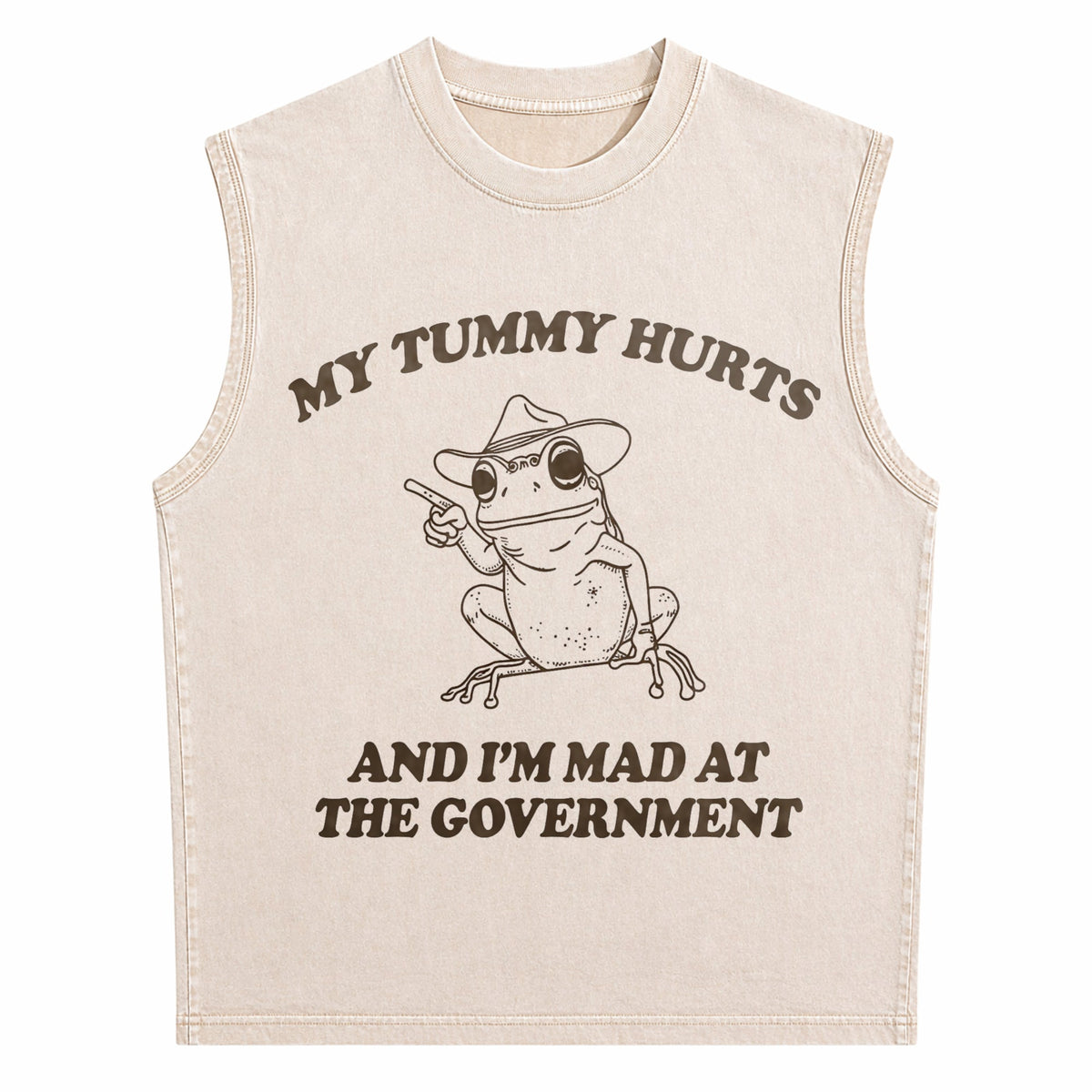 My Tummy Hurts And I'm Mad At The Government Frog Men's Washed Tank Top