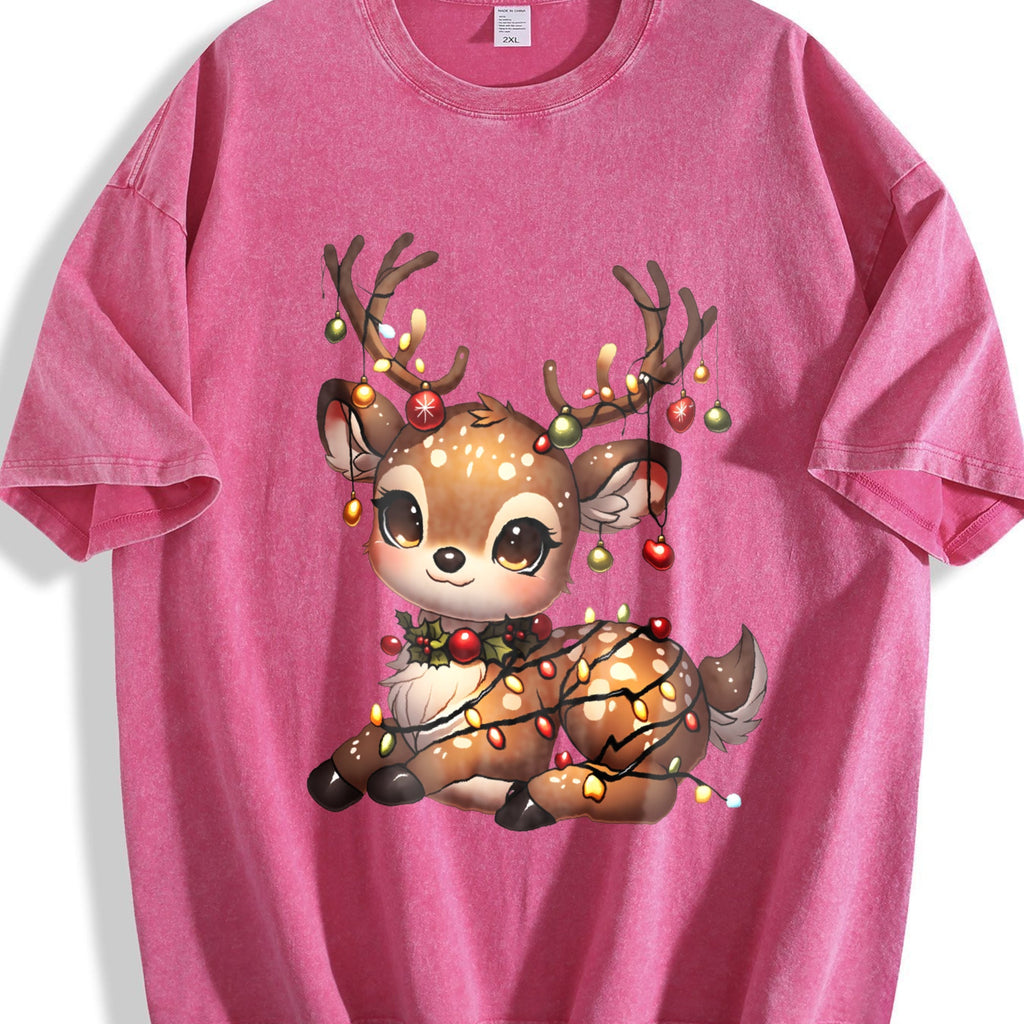 Christmas Reindeer & Deer Vintage Washed T-Shirt product image 7