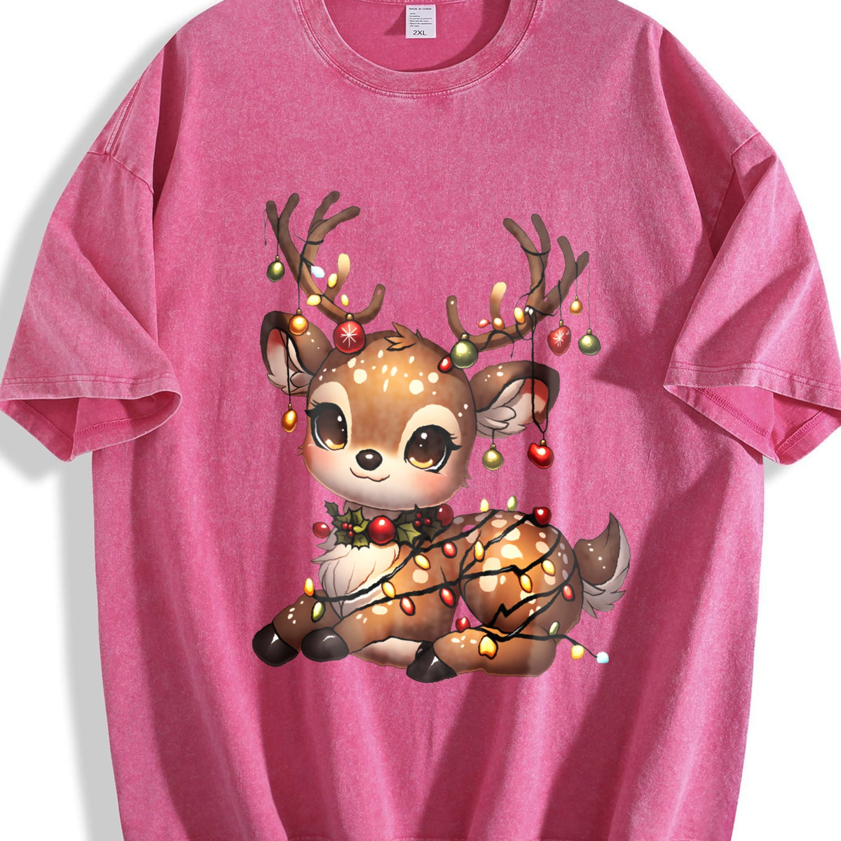 Christmas Reindeer & Deer Vintage Washed T-Shirt product image 7