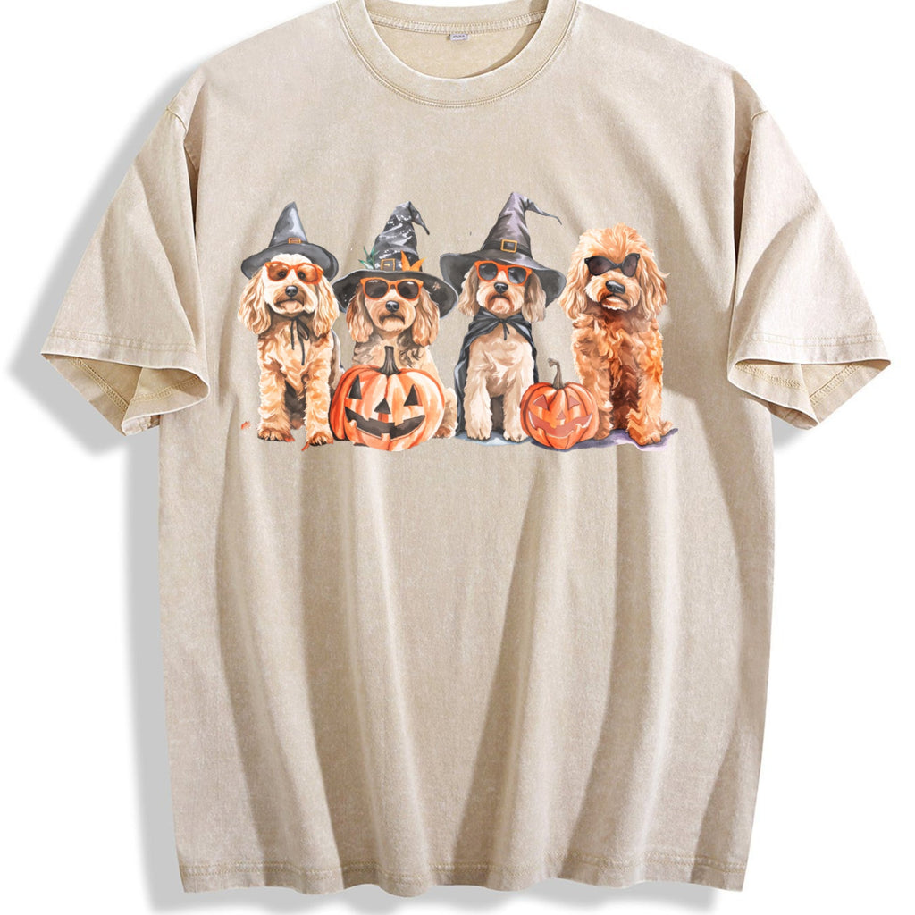 Goldendoodle Halloween Vintage Washed T-Shirt product image 1