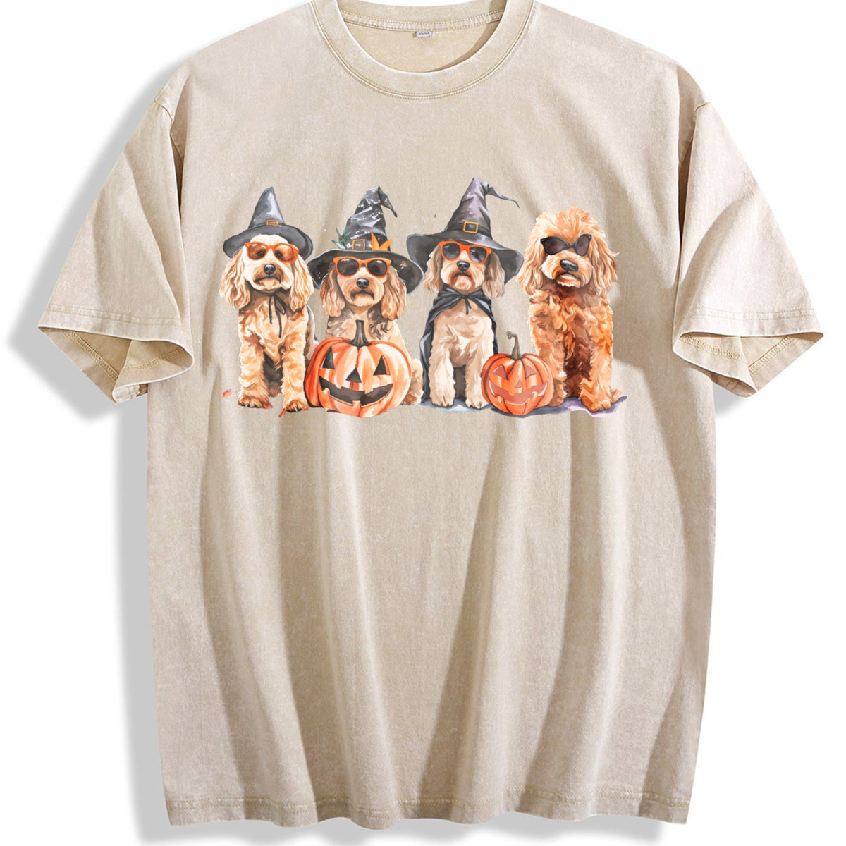 Goldendoodle Halloween Vintage Washed T-Shirt product image 1