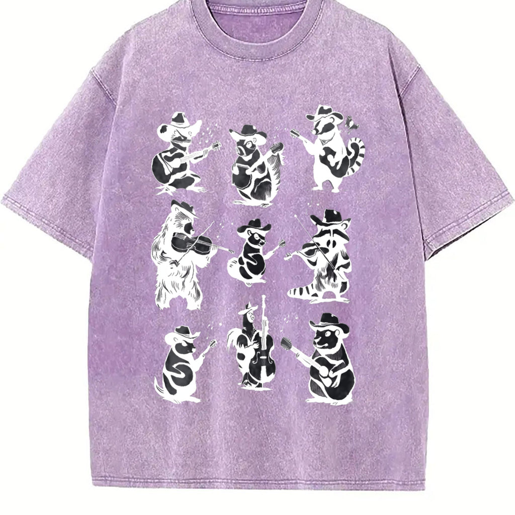 Animal Musicians 90s Tattoo Vintage Washed T-Shirt product image 6