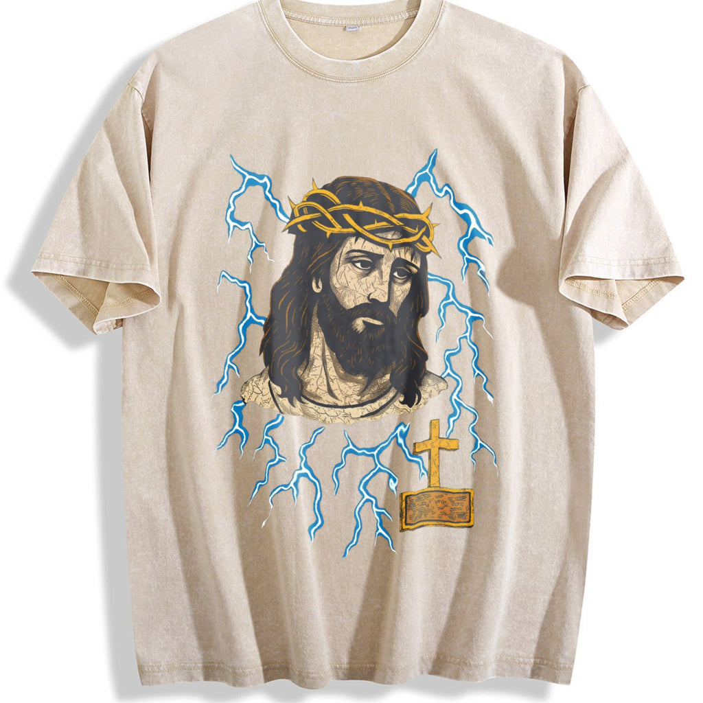 Jesus Lightning 90s Vintage Washed T-Shirt product image 1