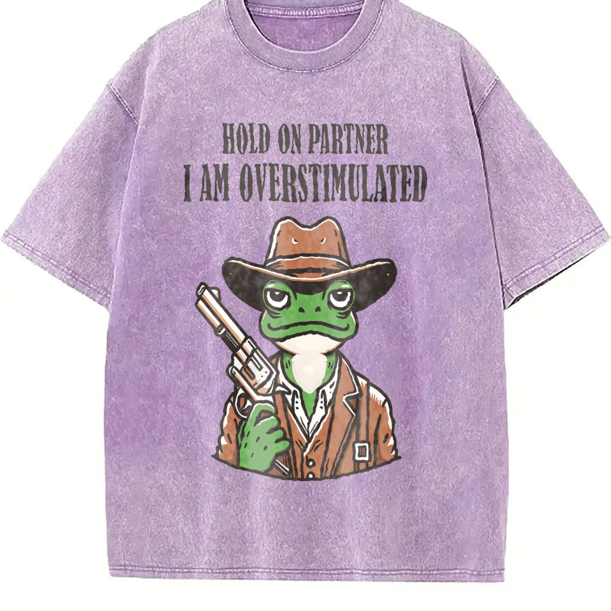 Hold On Partner I'm Overstimulated Vintage Washed T-Shirt product image 6