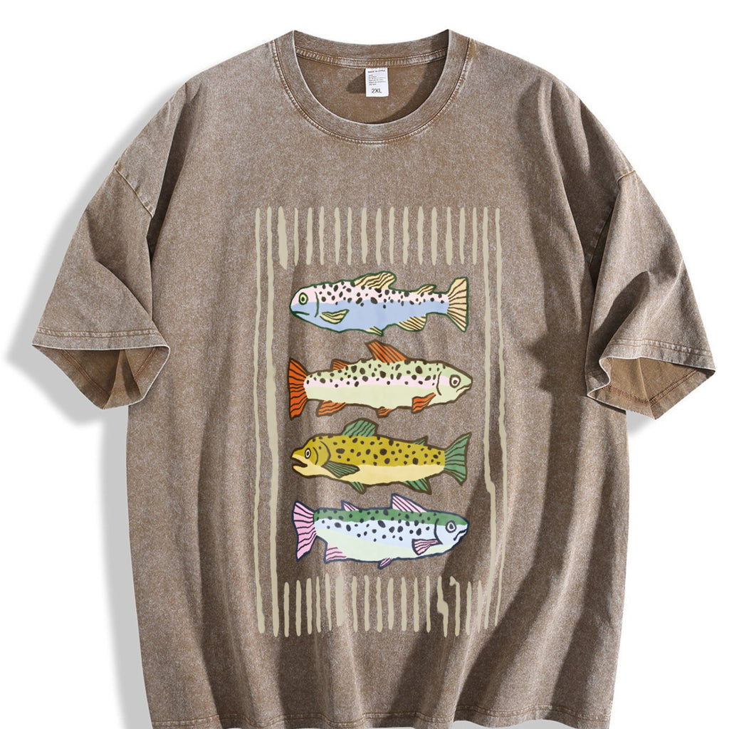 Trout Fish Vintage Washed T-Shirt product image 3