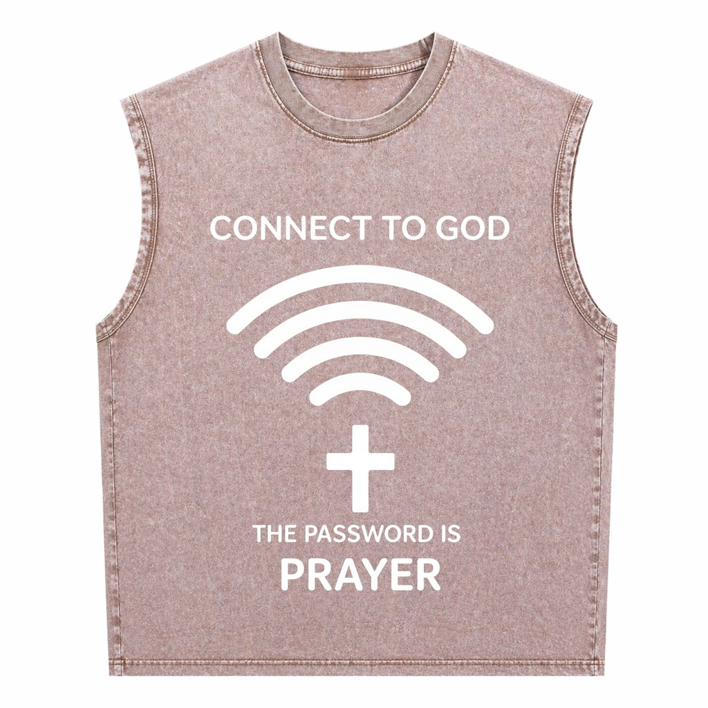 Connect To God The Password Ls Prayert- 100 Men's Washed Tank Top