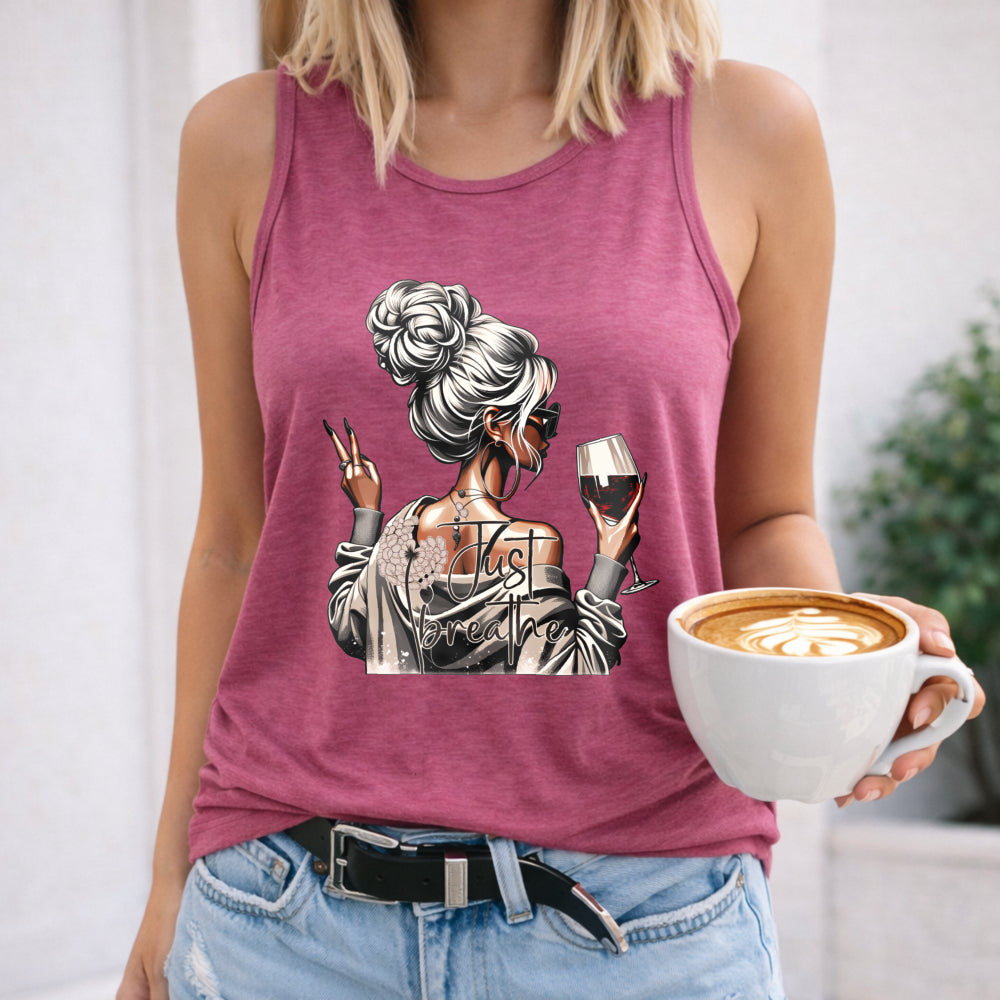 Tattooed Woman with Wine Women's Tank Top