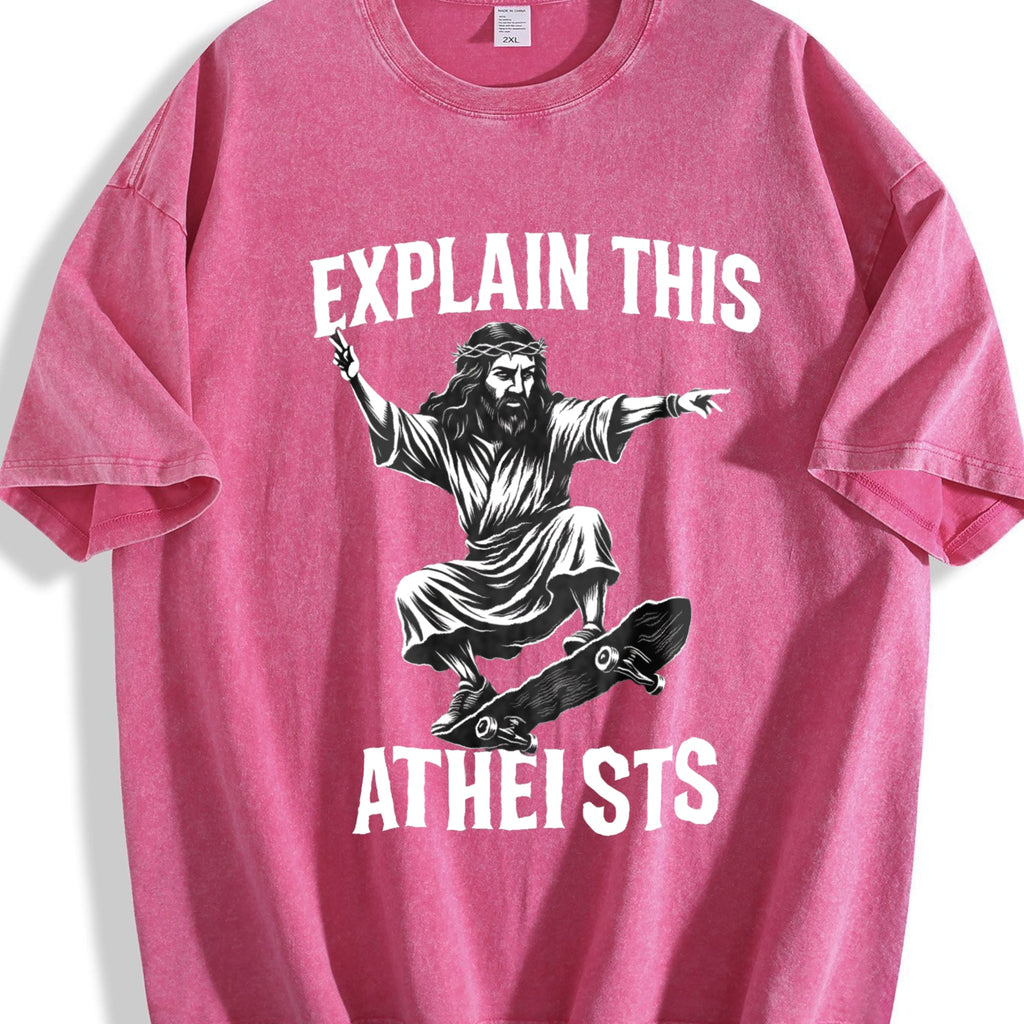 Jesus Skate Explain This Atheists Meme 90s Vintage Washed product image 7