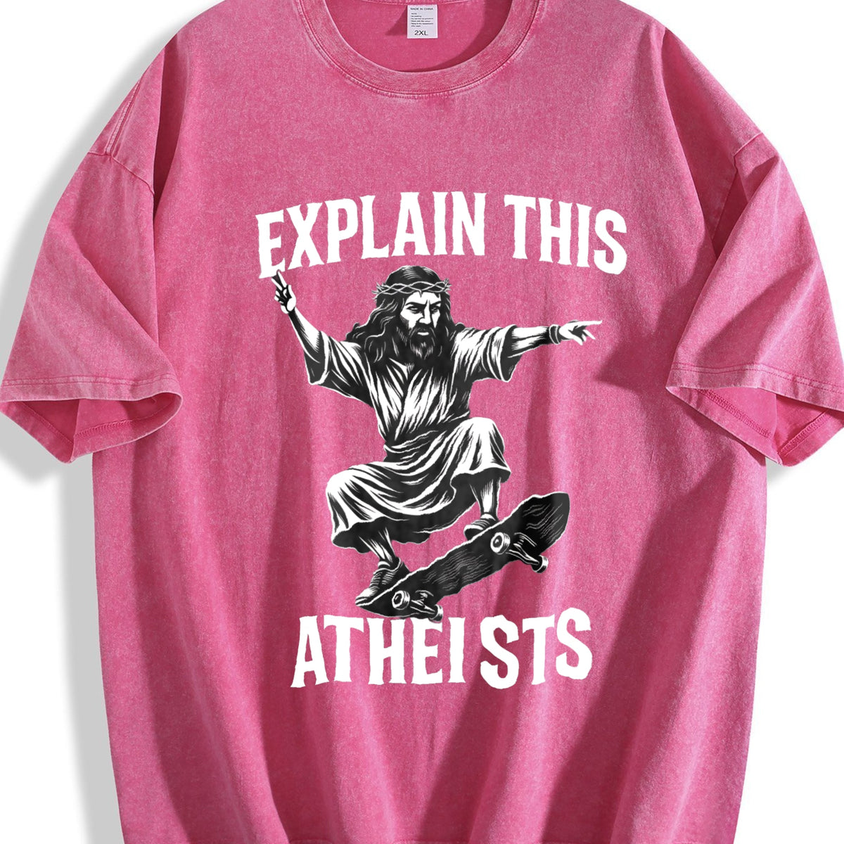 Jesus Skate Explain This Atheists Meme 90s Vintage Washed product image 7