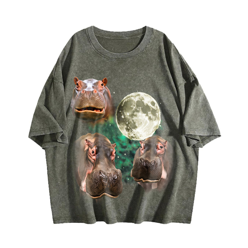 Three Hippo Funny Vintage Washed T-Shirt product image 4