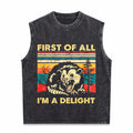 First Of All I'm A Delight Sarcastic Angry Opossum Men's Washed Tank Top