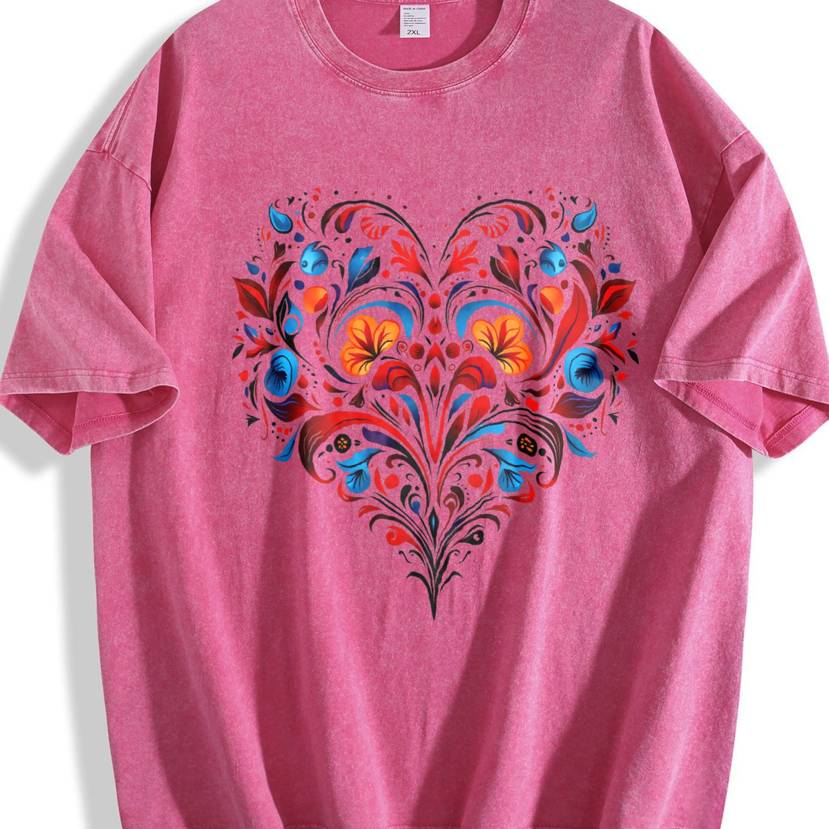 Bohemian Folk Art - Heart & Leaf Vintage Washed T-Shirt product image 7