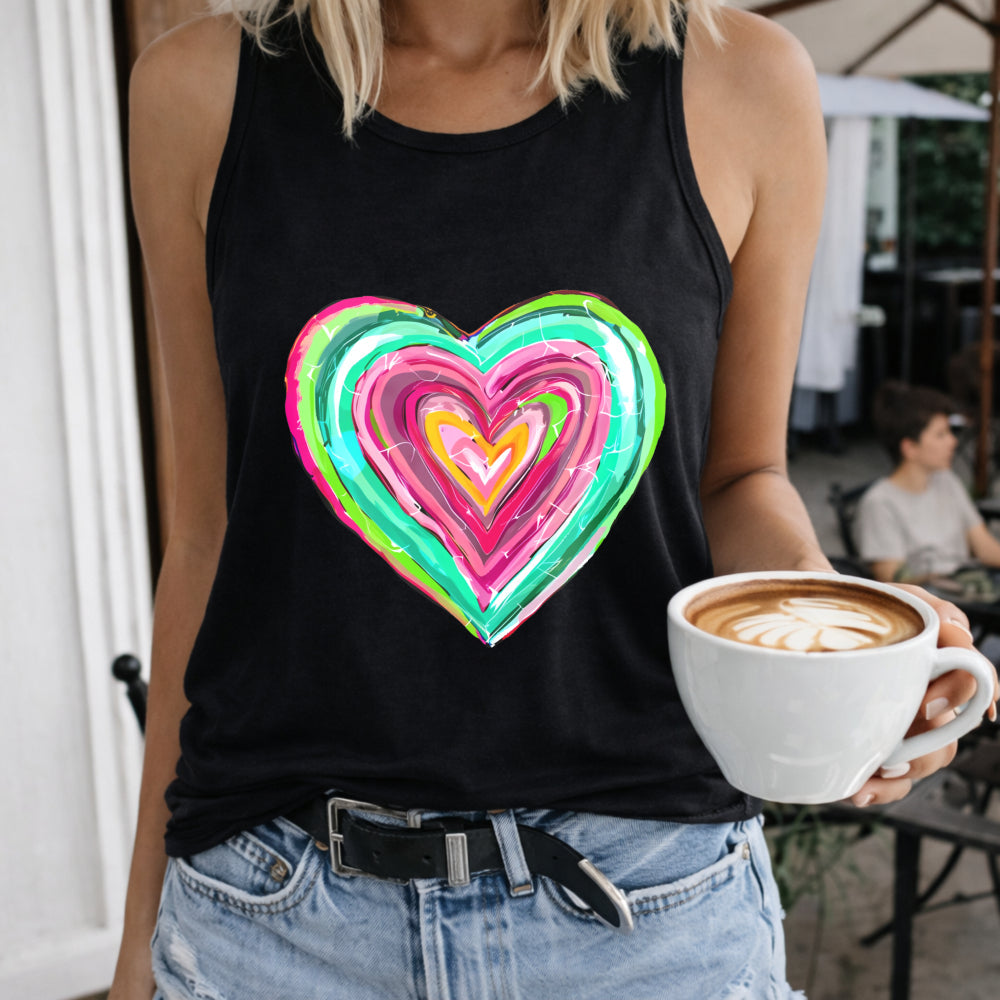 Colorful Neon Gradient Heart-shaped And Halter Women's Tank Top