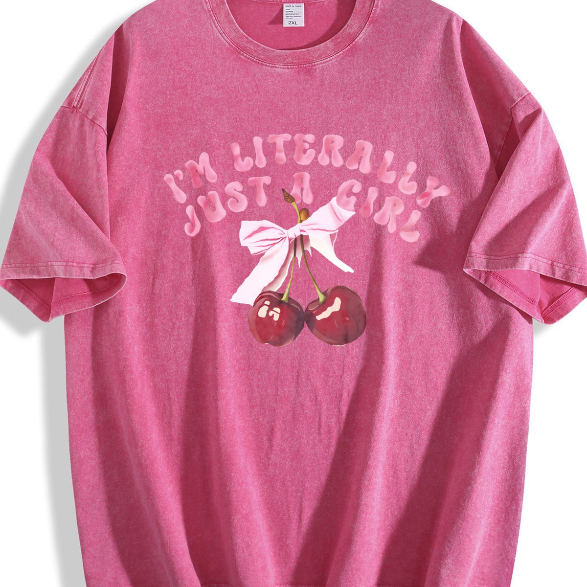 Fun Red Cherry I'm Literally Just A Girl Vintage Washed product image 5