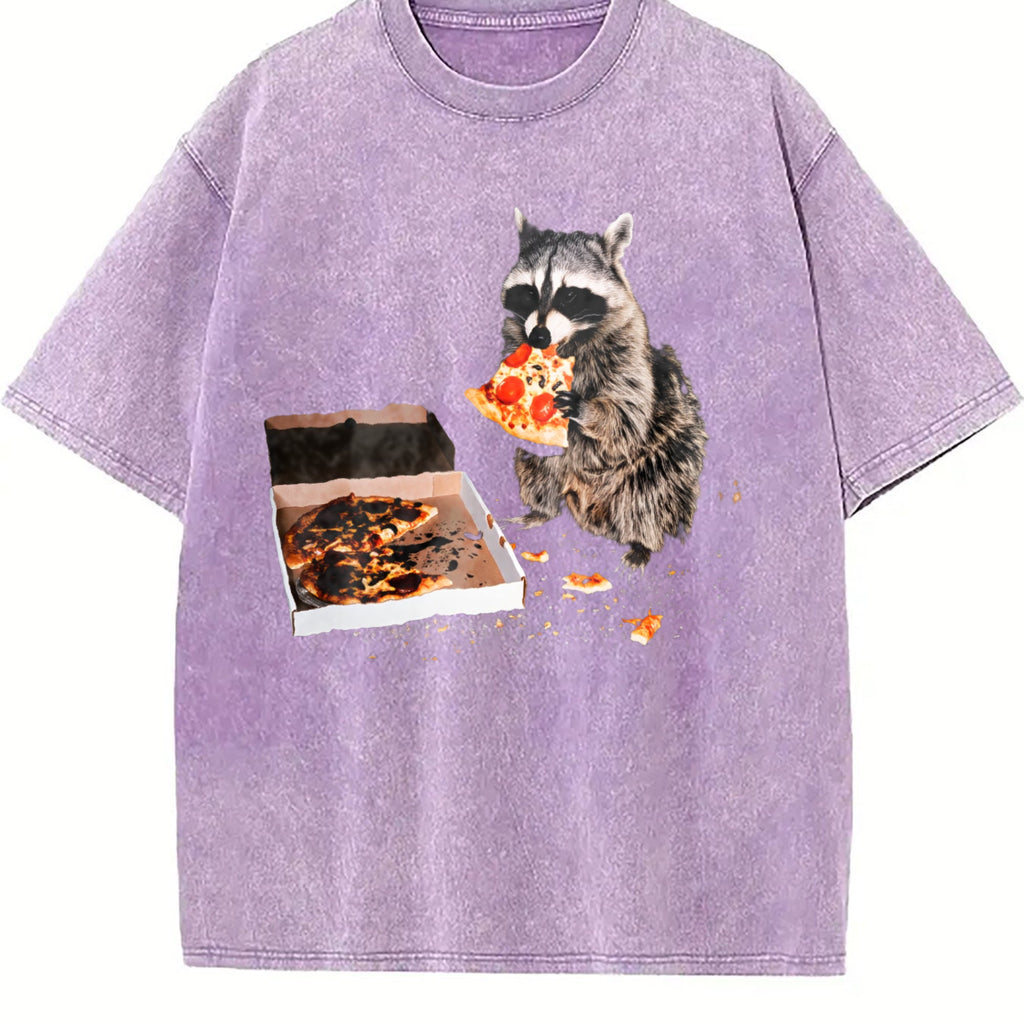 Raccoon Eating Pizza 90s Vintage Washed T-Shirt product image 6