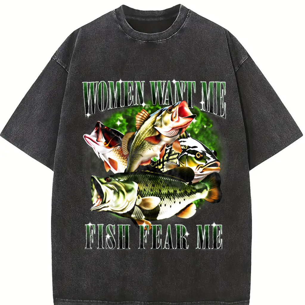 Want Me Fish Fear Me Vintage Washed T-Shirt product image 2