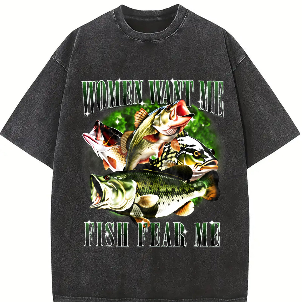 Want Me Fish Fear Me Vintage Washed T-Shirt product image 2